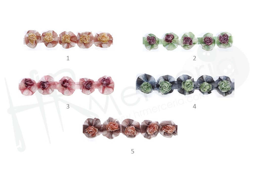 Galon organza flores 25296 pza 10 mts