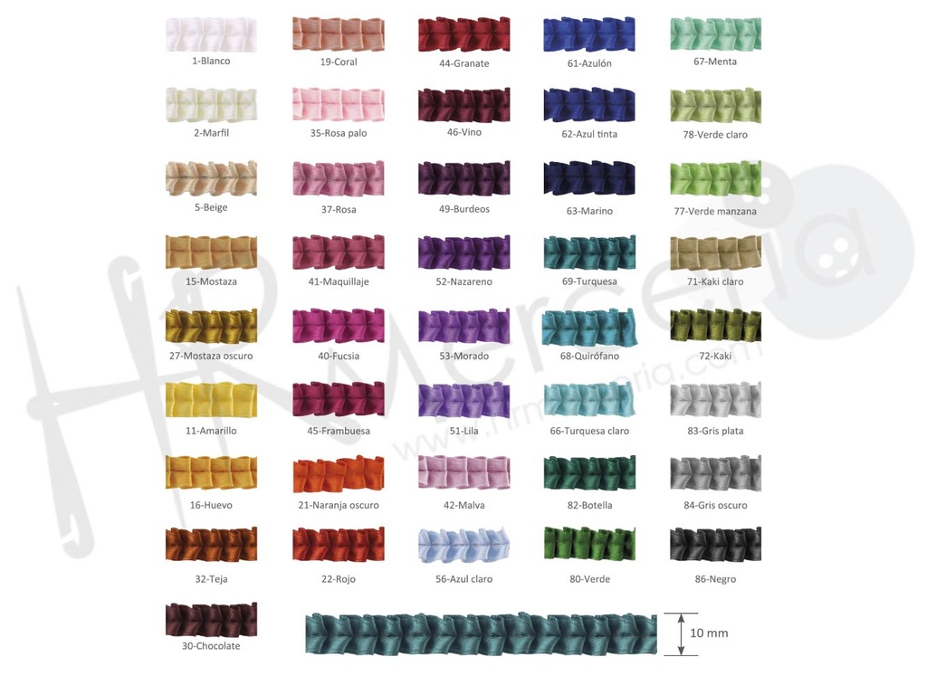 Plisado raso 1 cm 253362 pack 25 m