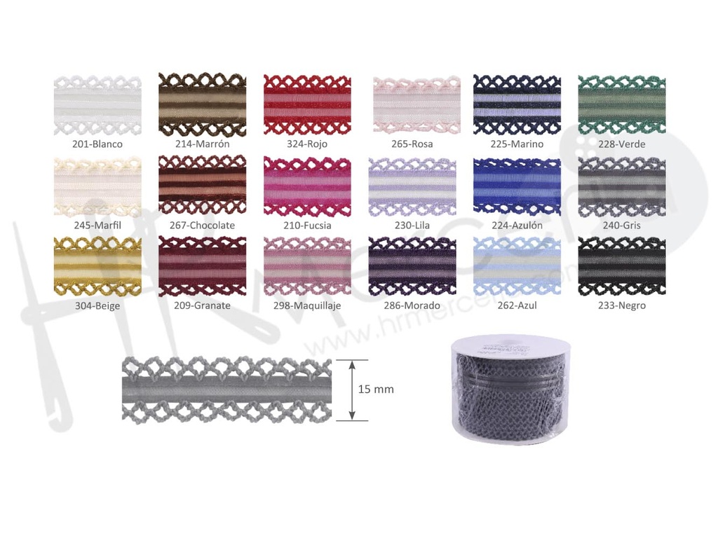 Cinta organza remate 15 mm 263256 pack 25 m.