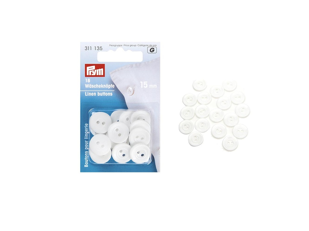 Botones lavables nylon 15 mm pack 18 pz