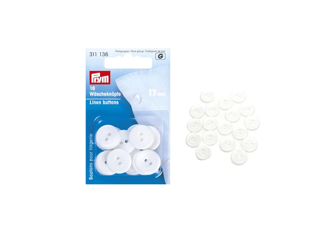 Botones lavables nylon 17 mm pack 16 pz.