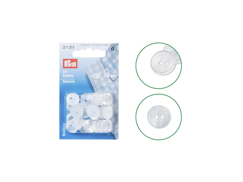 Botones 311211 plastico 13mm pack 24 pz.
