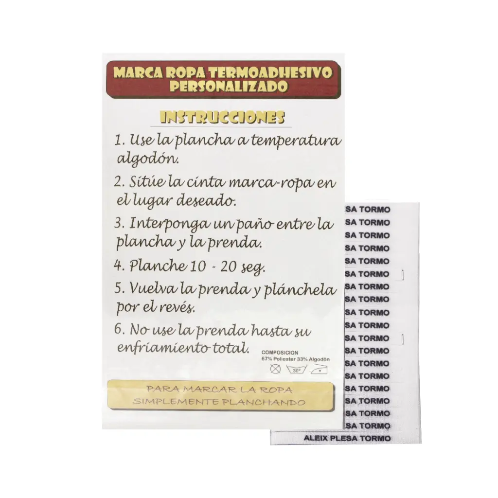 Pack 60 nombres adhesivos personalizados