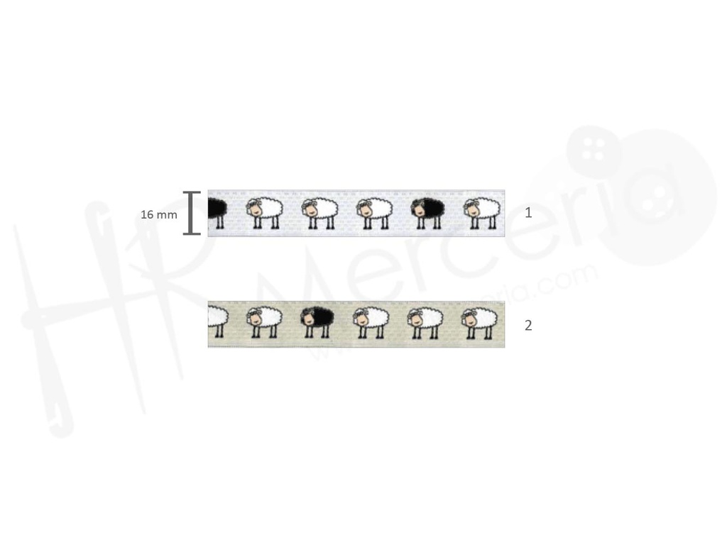 Cinta fantasia ovejas 9471 ancho 15 mm pza 15 mts