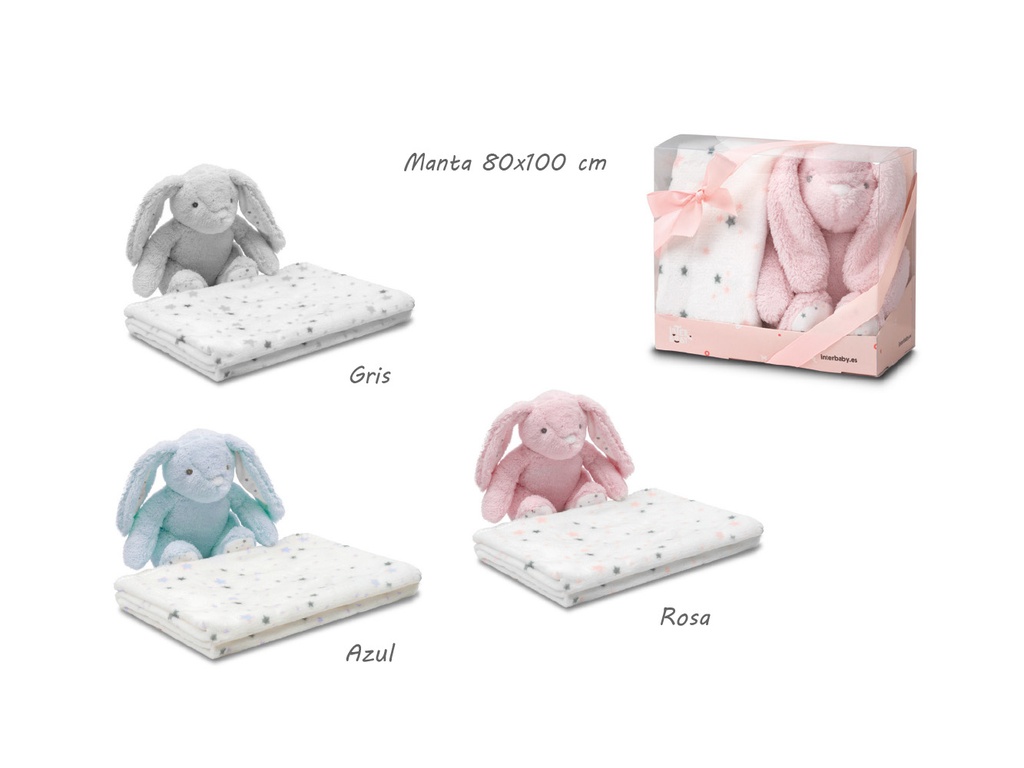 Manta + peluche conejo PE019