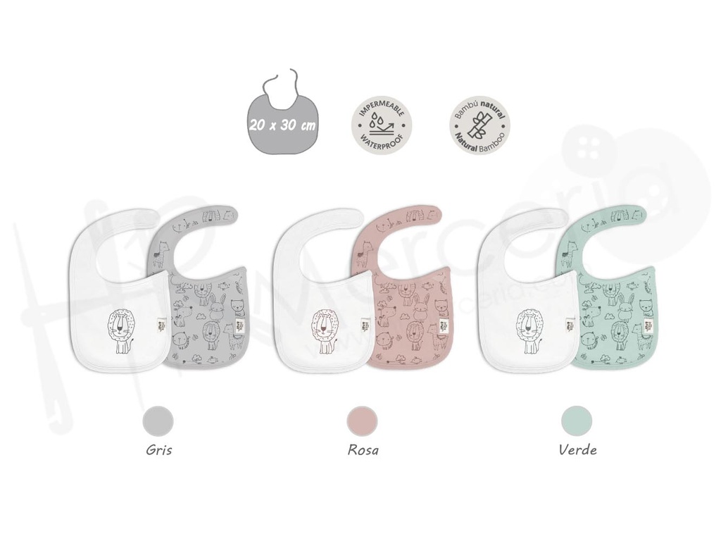 Babero con velcro animalito 334 Pack 2