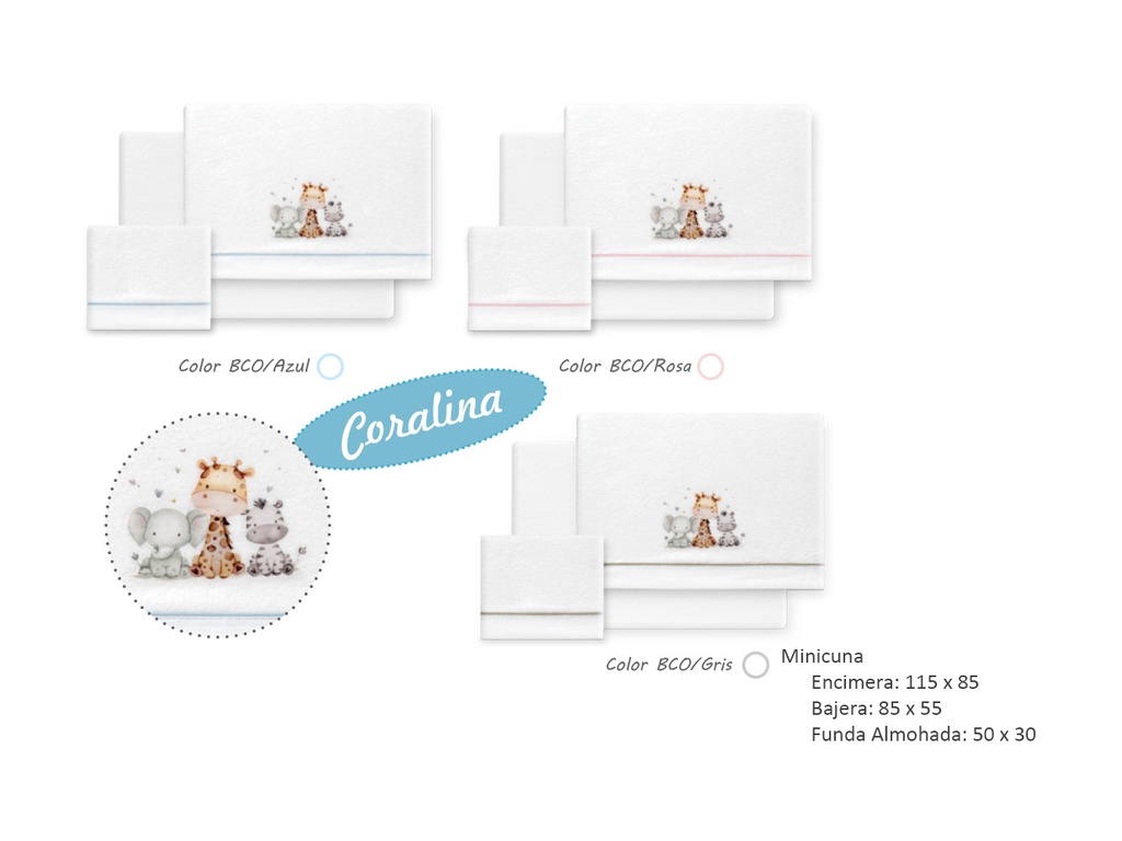 J/ Sabanas coralina jirafa mini cuna 40205