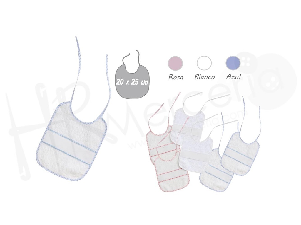Babero rizo 20x25 punto cruz pack 2 unidades