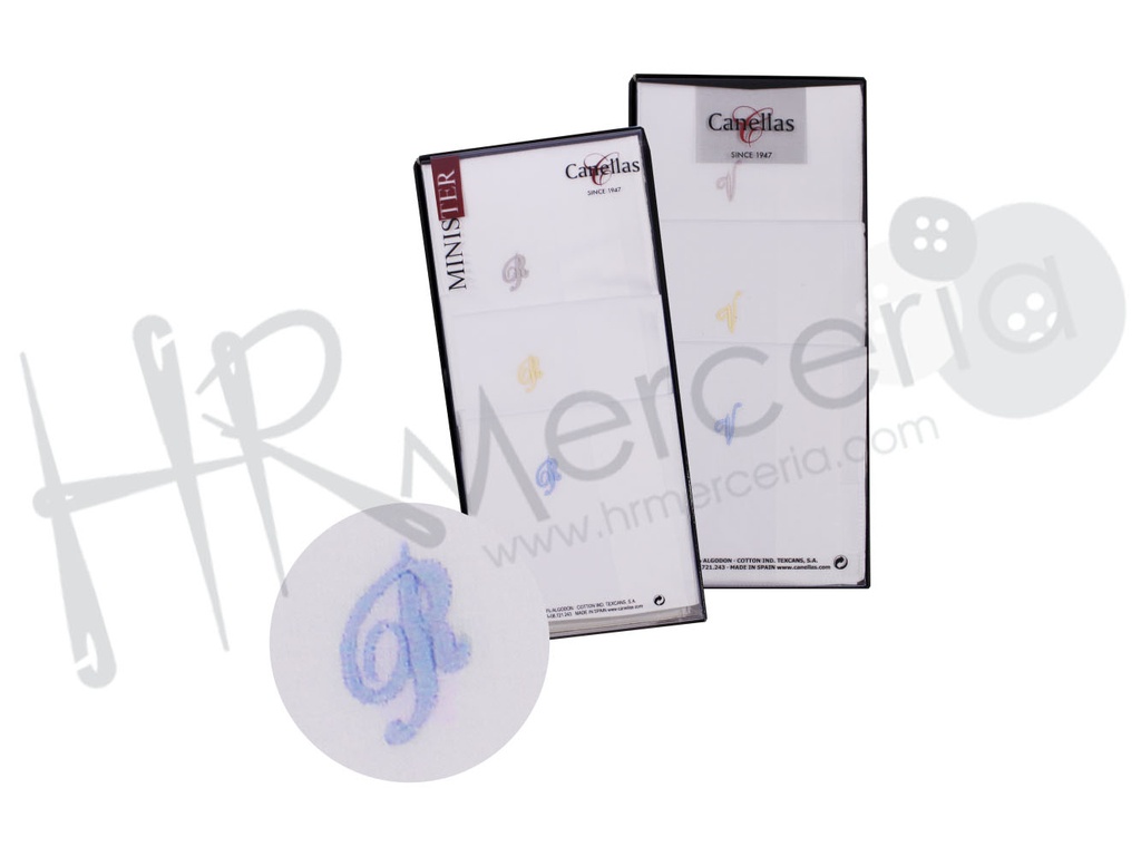 Pañuelo Cro.saten fondo blanco iniciales 3L pack 3