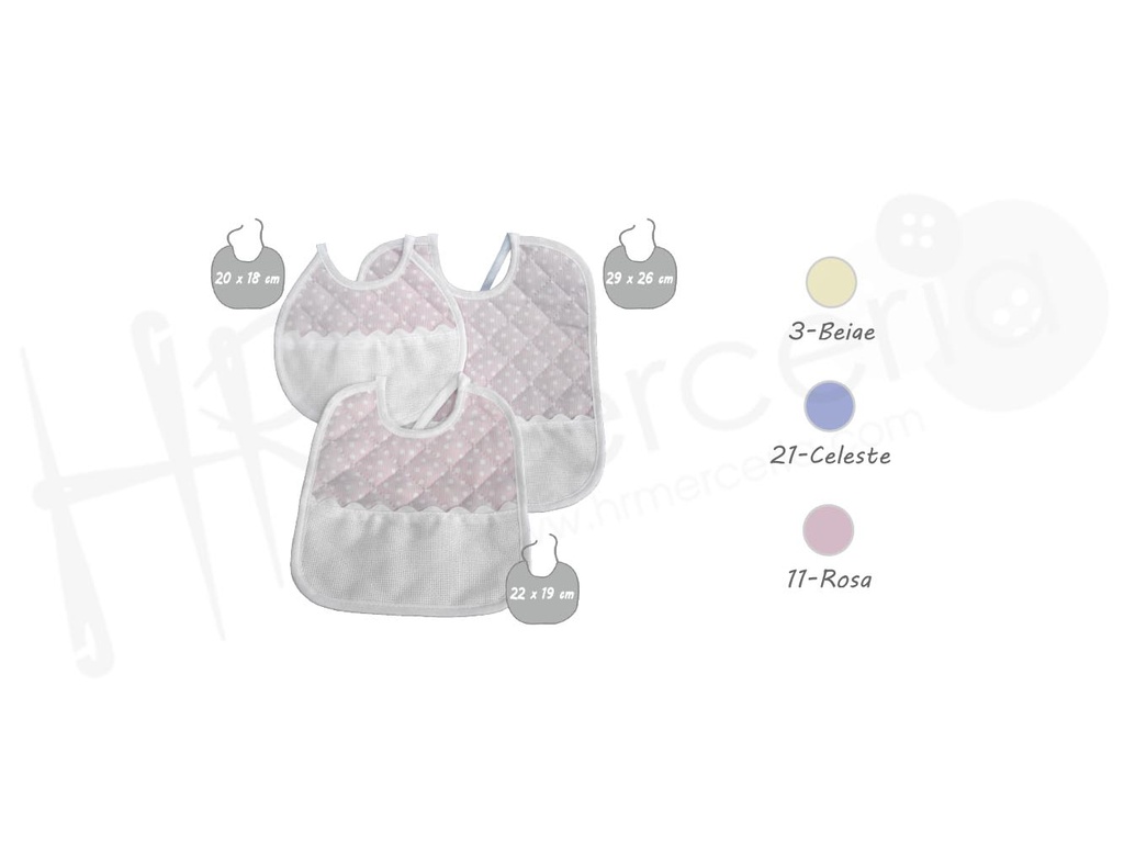 Babero 981856 acolchado lunares panama pack 3 ud.