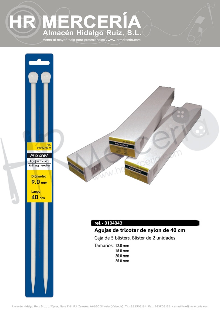Aguja tricotar nylon 40 cm Nadel
