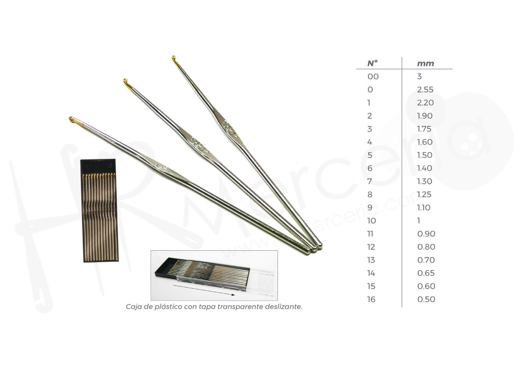 Ganchillo Tulip punta dorada Pack 12 ud.