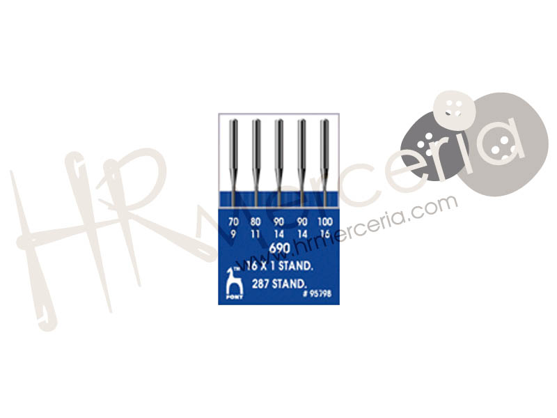 Aguja maquina talon redondo Pony 5 pz.