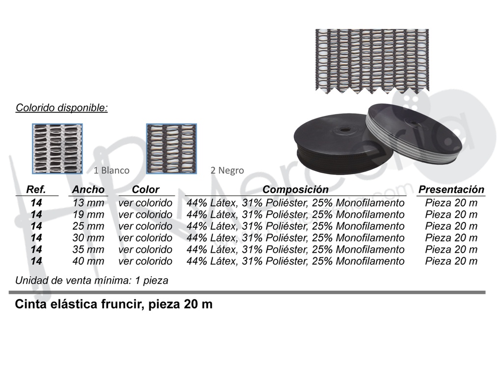 Elastico fruncir pieza 20 M.
