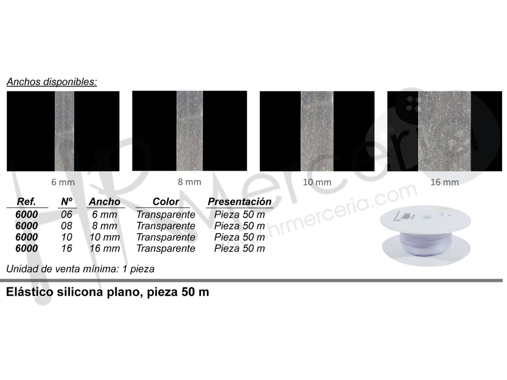 Elastico silicona plano pieza 50 M.