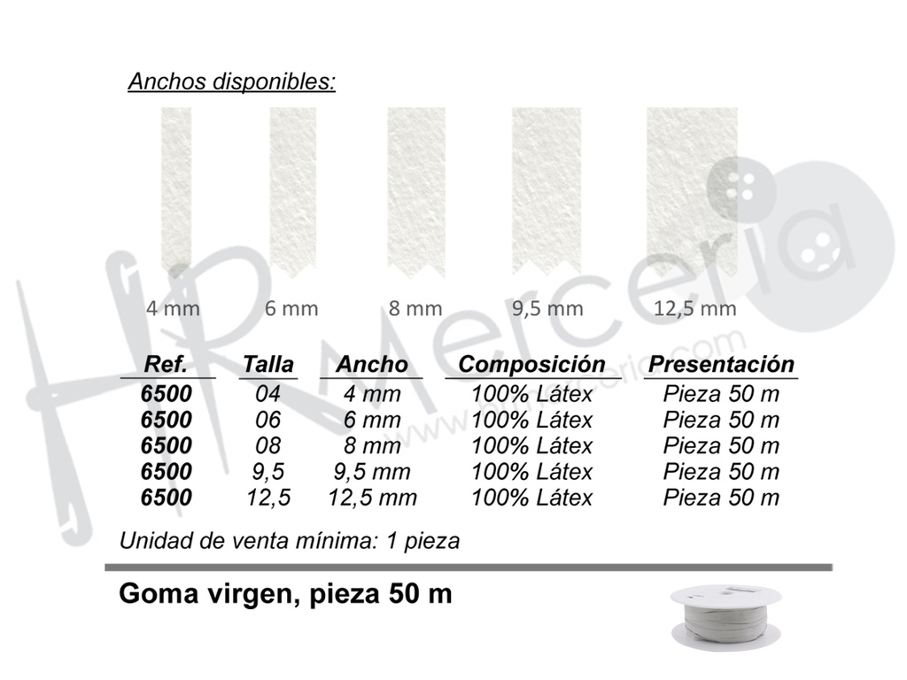 Elastico desnudo 6500 pza 50 mts
