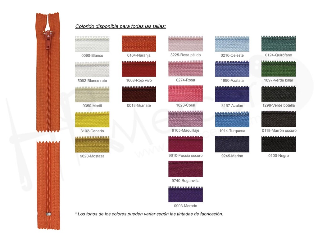 Cremallera espiral nylon 5 cerrada Pack 3 pz