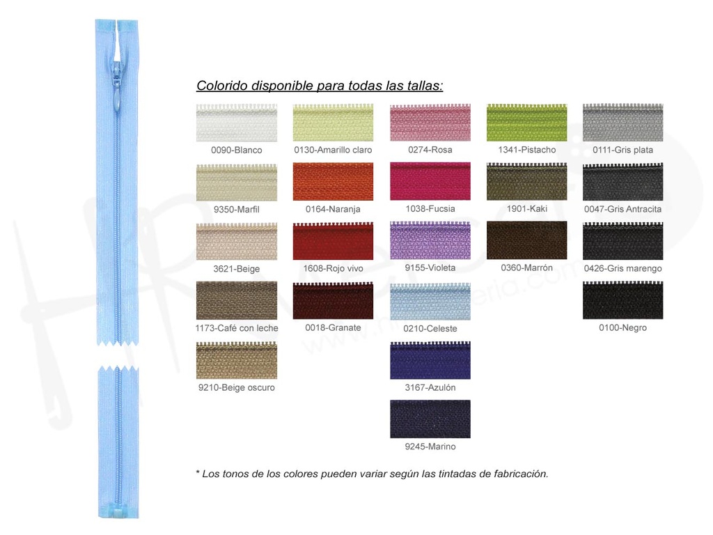 Cremallera espiral nylon 3 separador Pack 5 pz