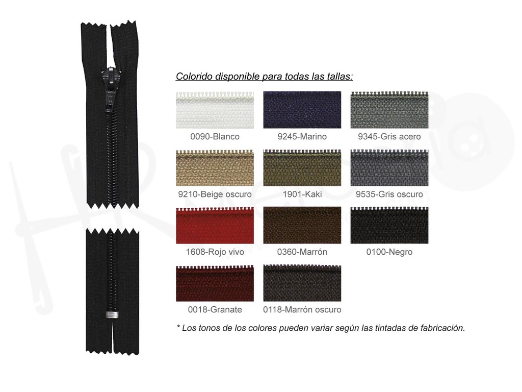 Cremallera espiral nylon 5 cerrada Pack 5 pz