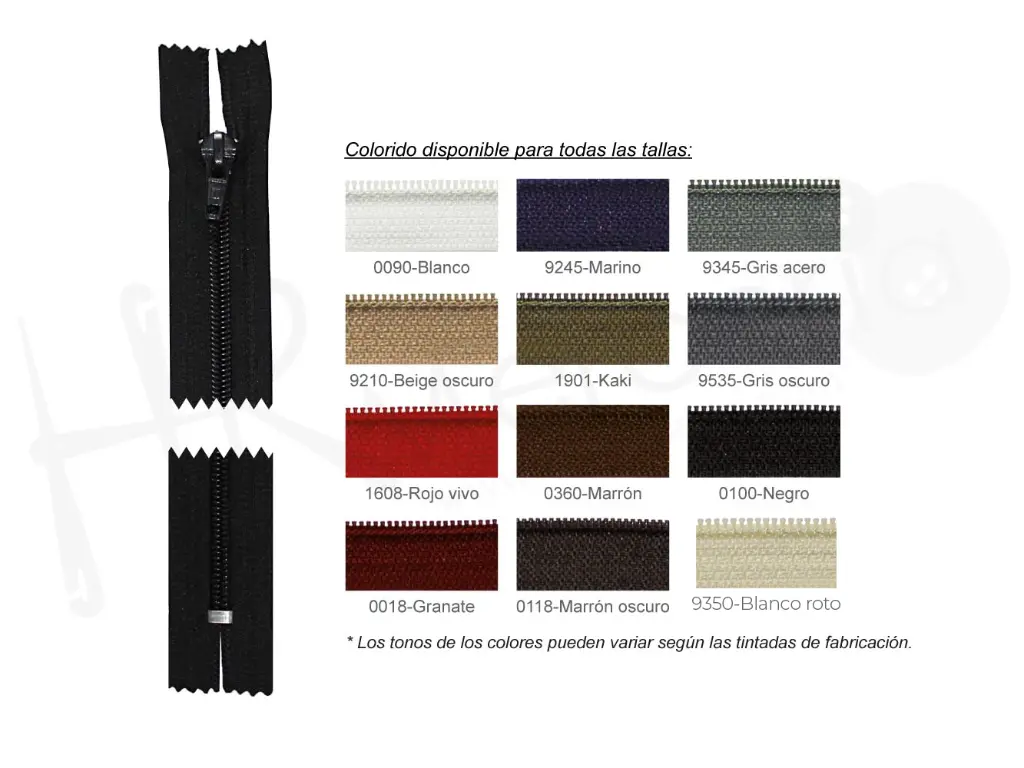 Cremallera espiral nylon 5 cerrada Pack 5 pz