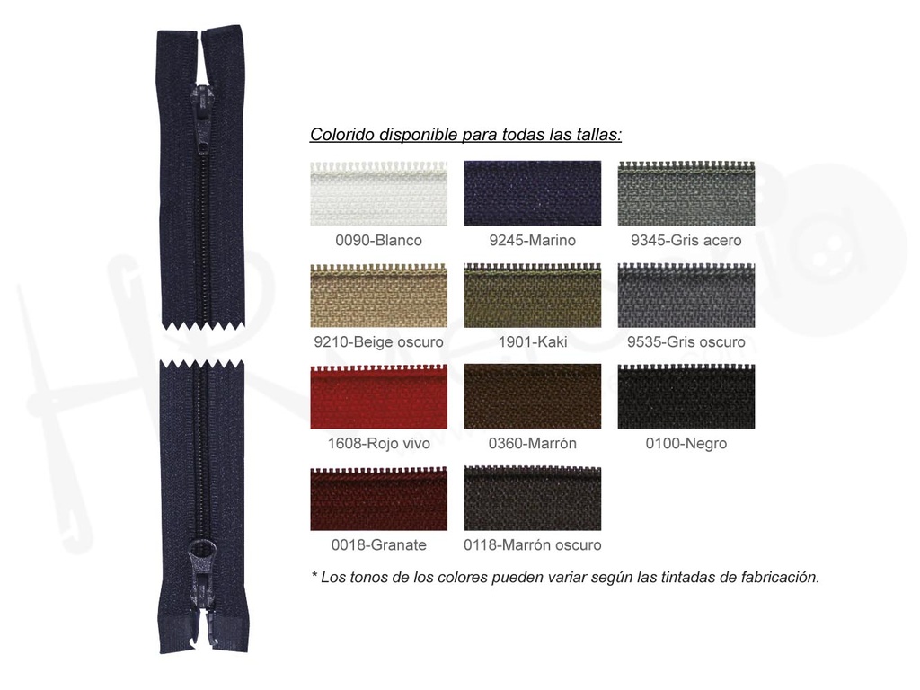 Cremallera nylon 5 doble cursor abierta Pack 3 pz