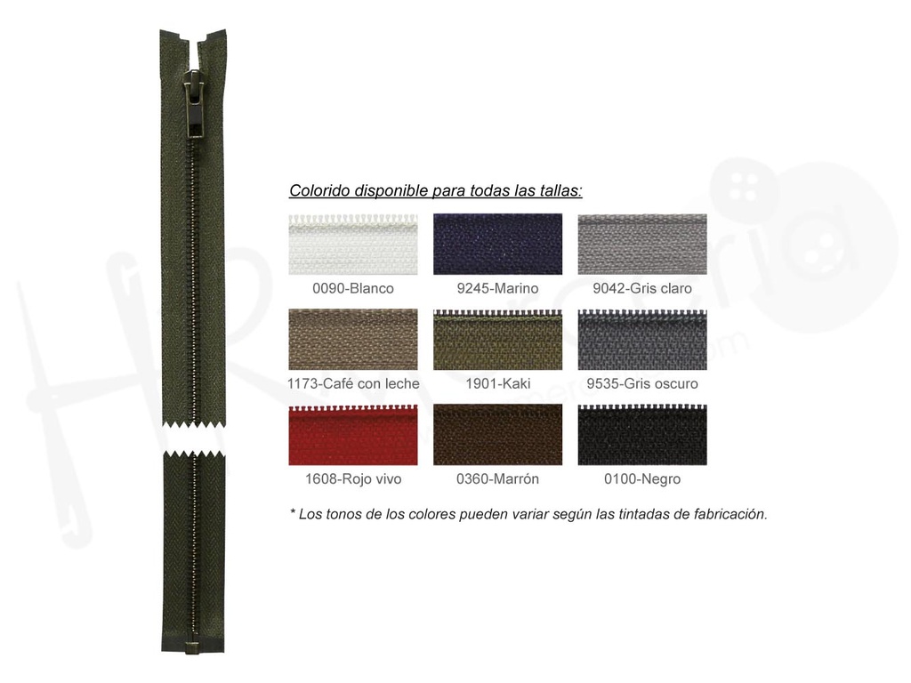 Cremallera metal laton abierta oro viejo Pack 3 pz