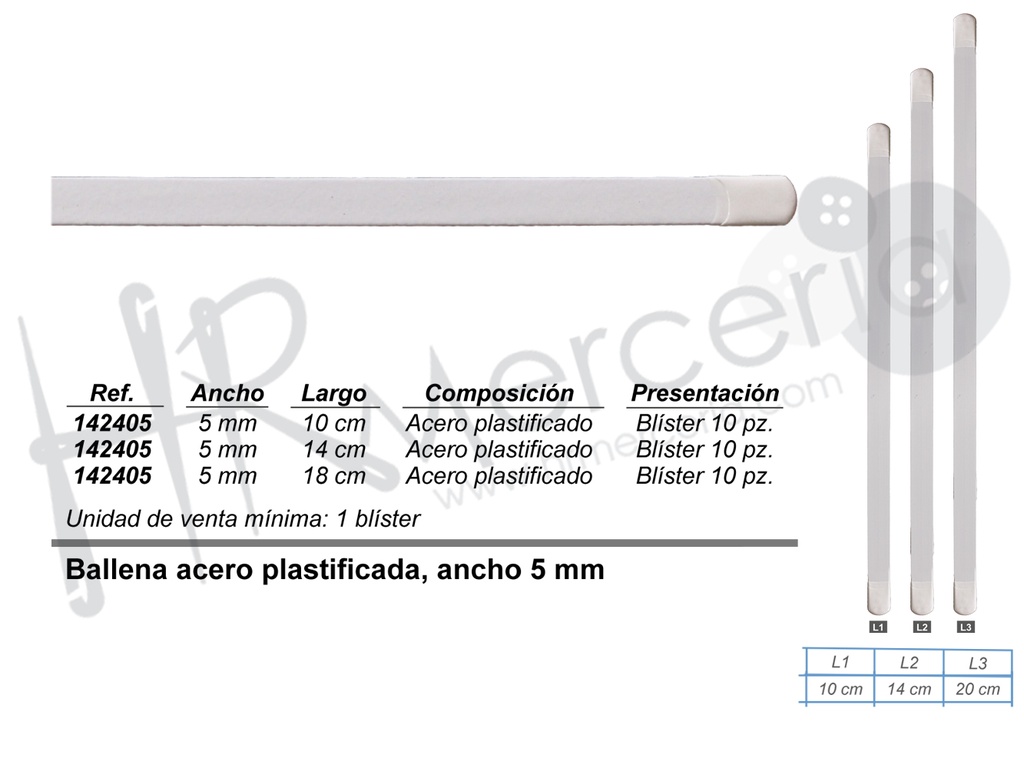 Ballena GP142405 acero plastificada 5mm 10 unid