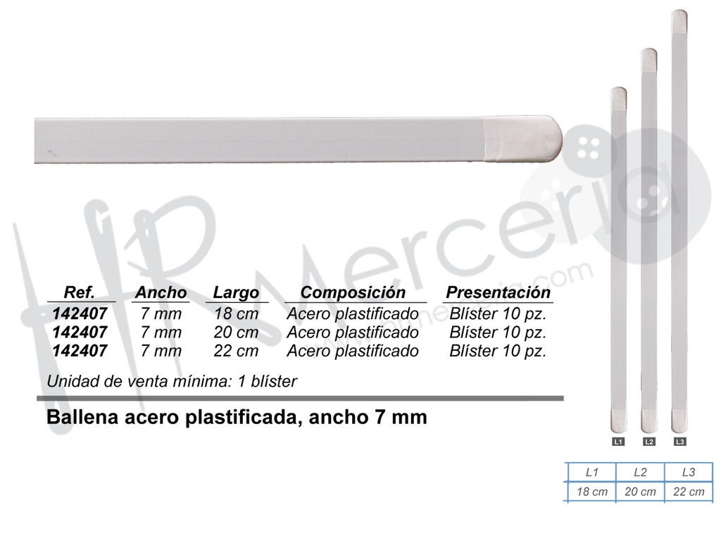 Ballena GP142407 acero plastificada 7mm 10 unid