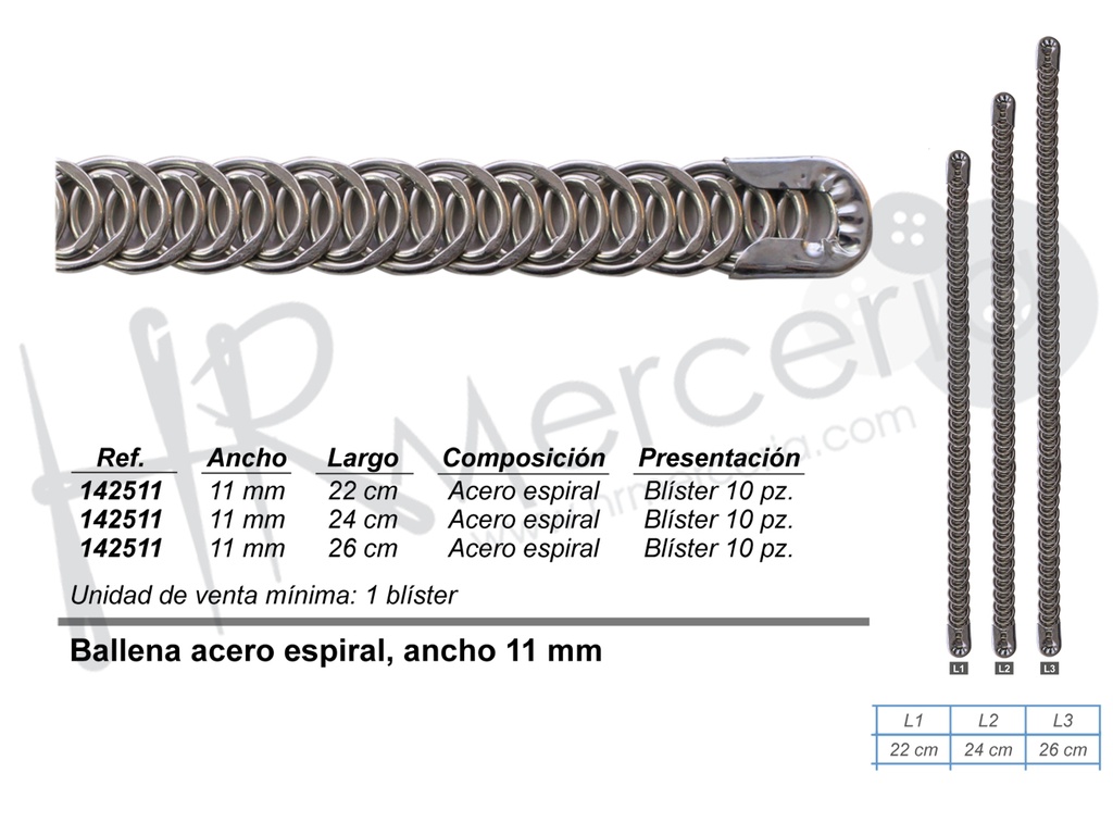 Ballena GP142511 acero espiral 11mm 10 unid