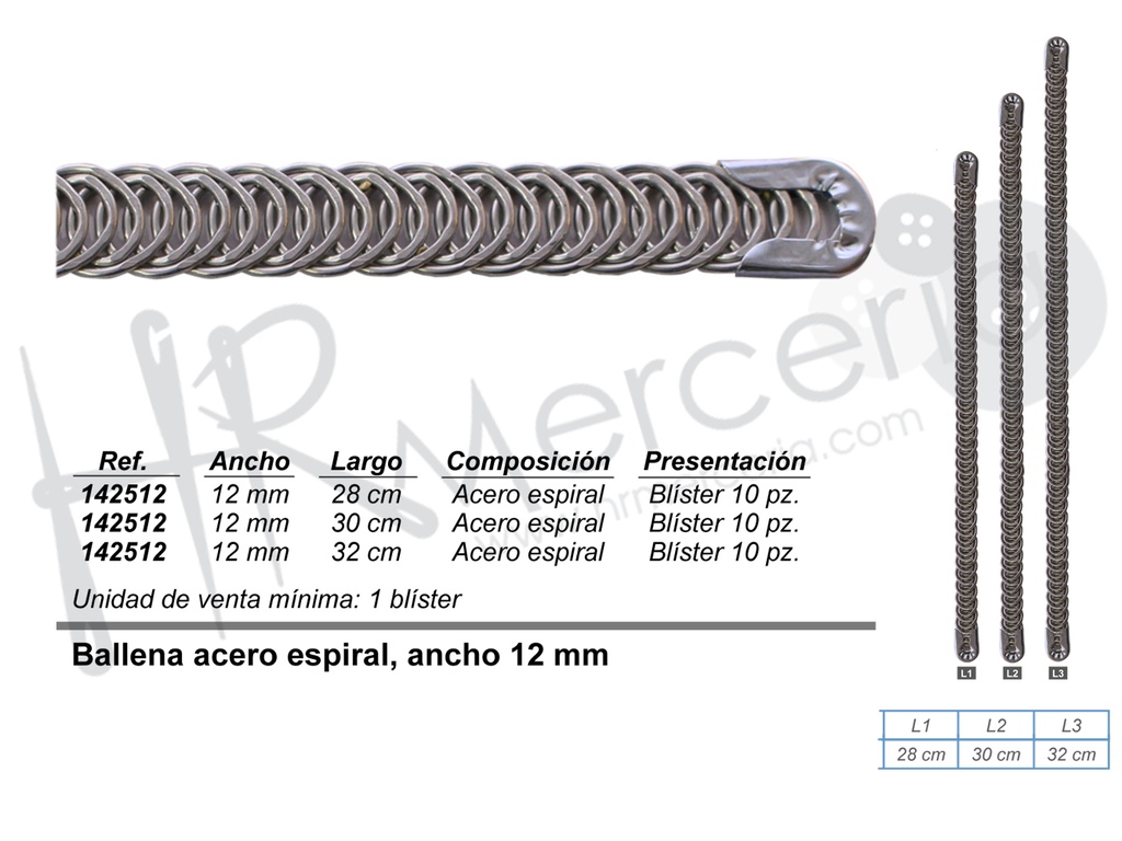 Ballena GP142512 acero espiral 12mm 10 unid