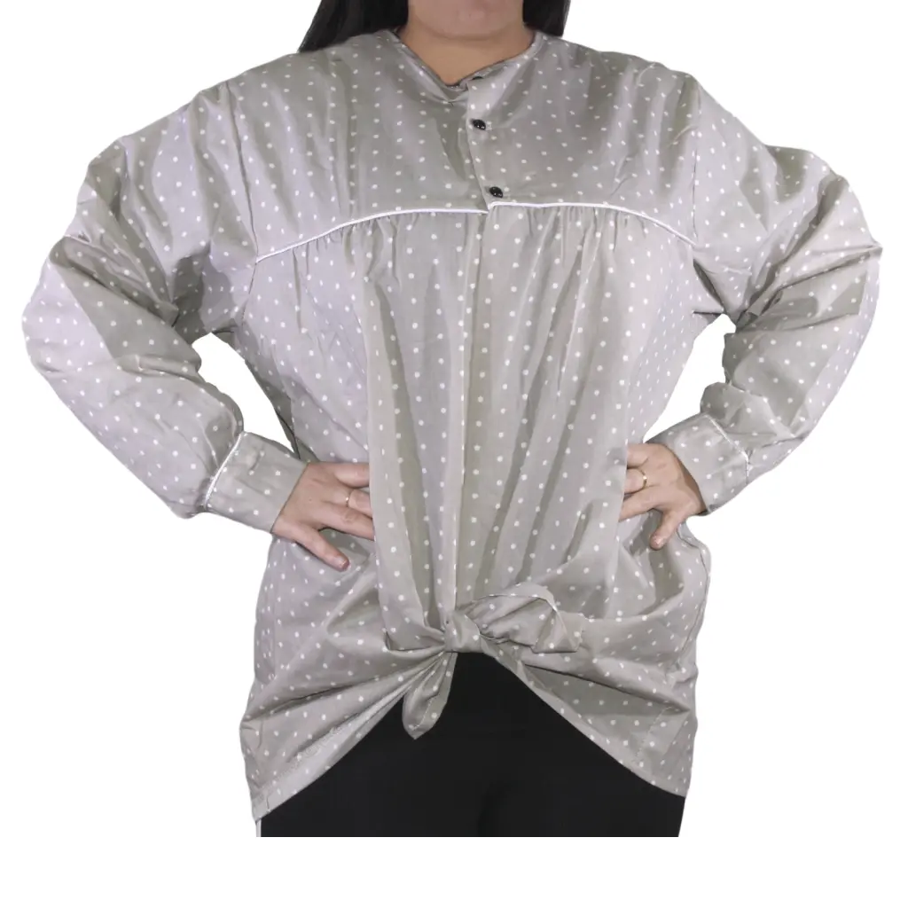 Blusón fallero lunares beige