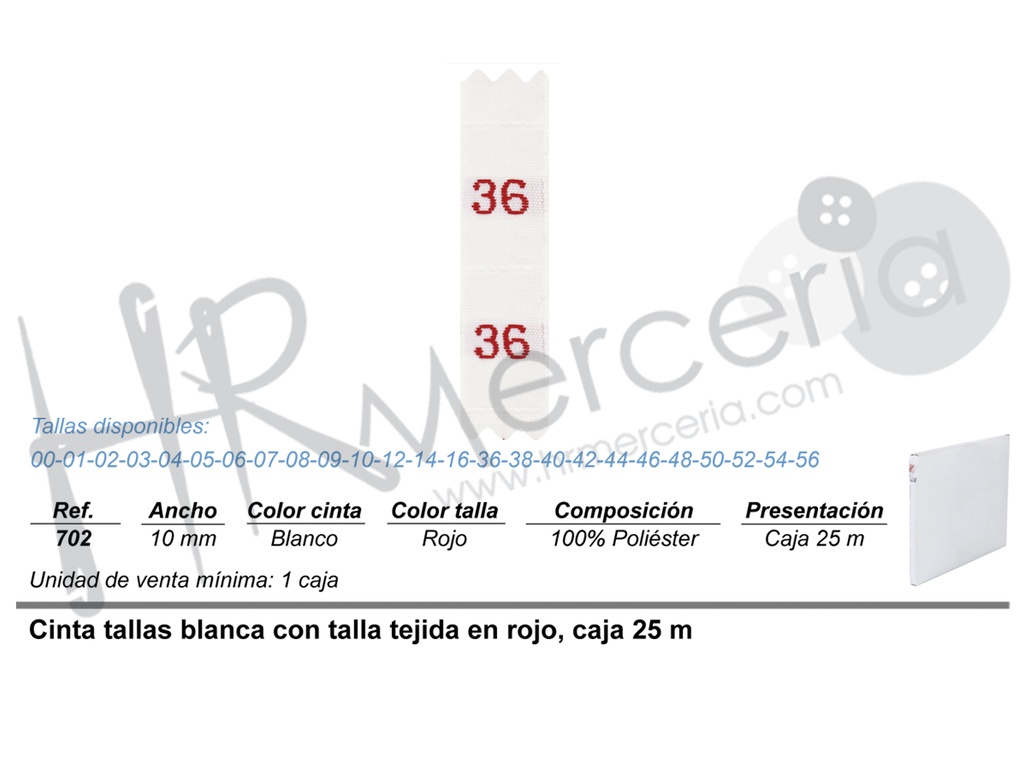 Cinta de tallas pieza 25 metros