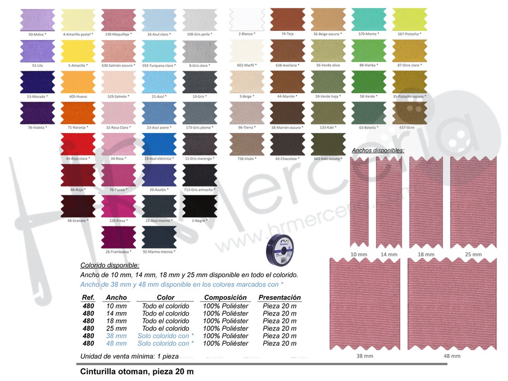 Cinturilla grosgrain-otoman pack 20 metros