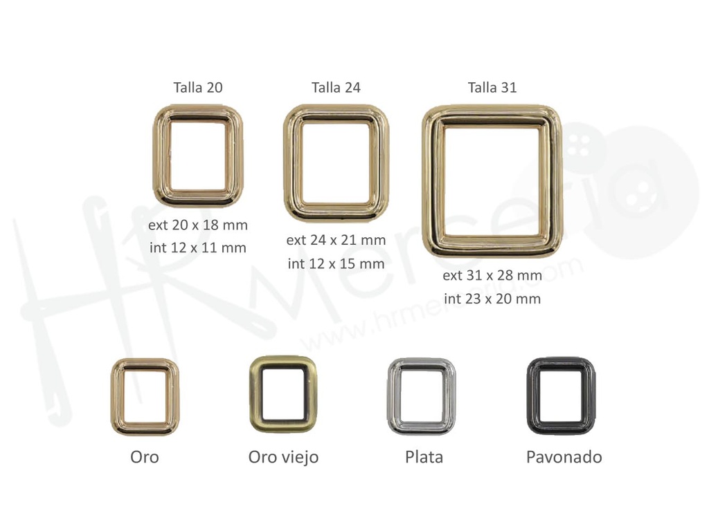 Anilla rectangulo 763145 Pack 10 pz
