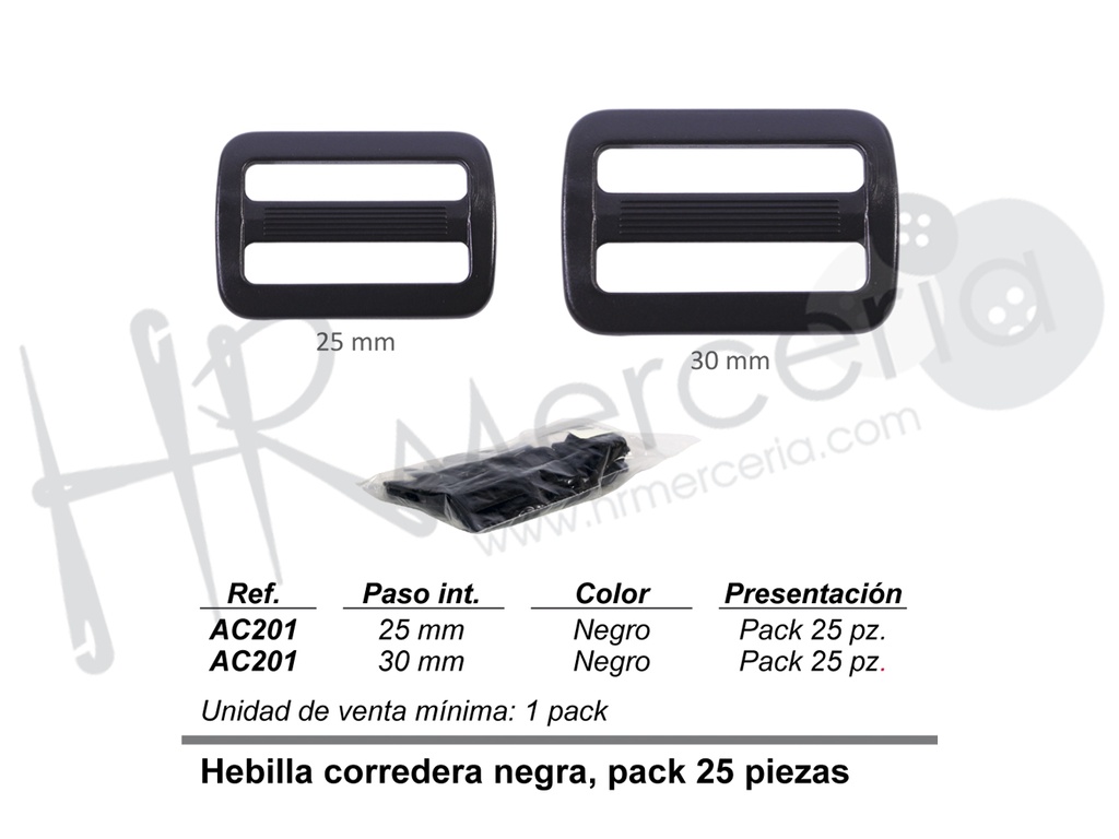 Hebilla corredera negra AC201