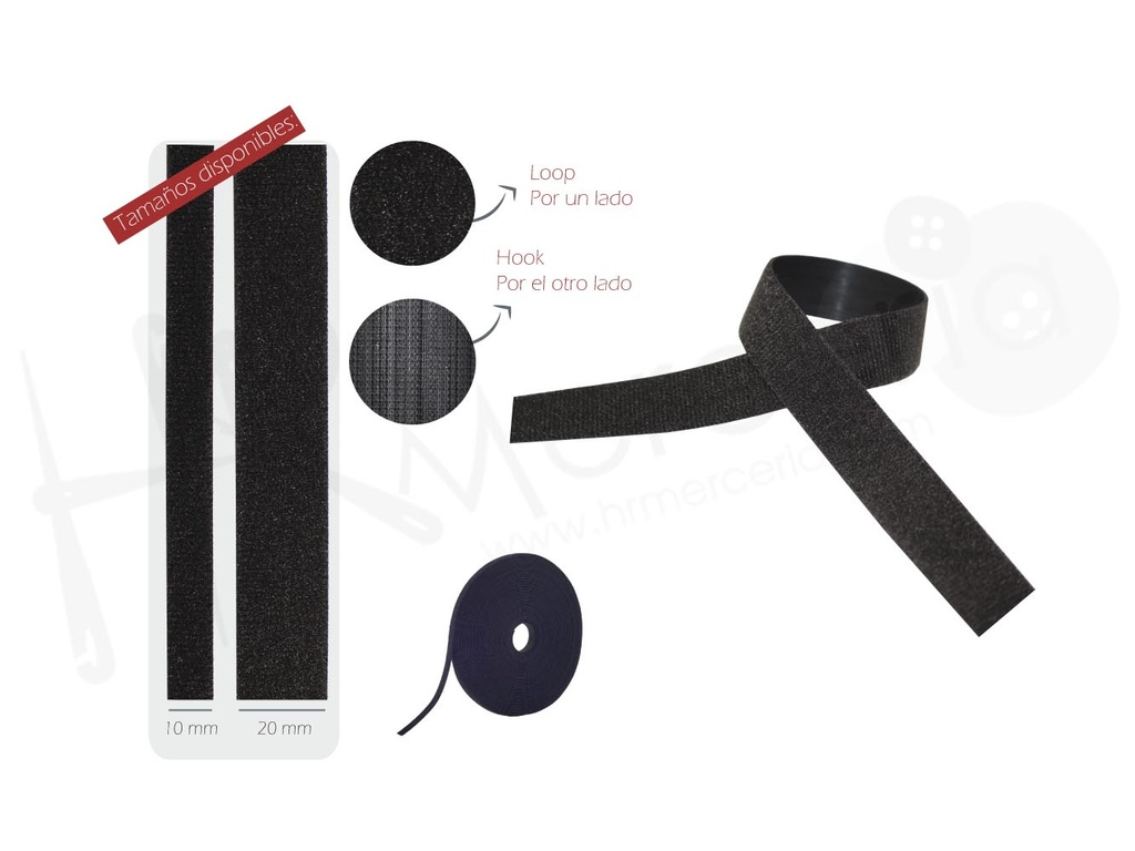 Velcro coser Hook + Loop One Wrap pza 25 mts