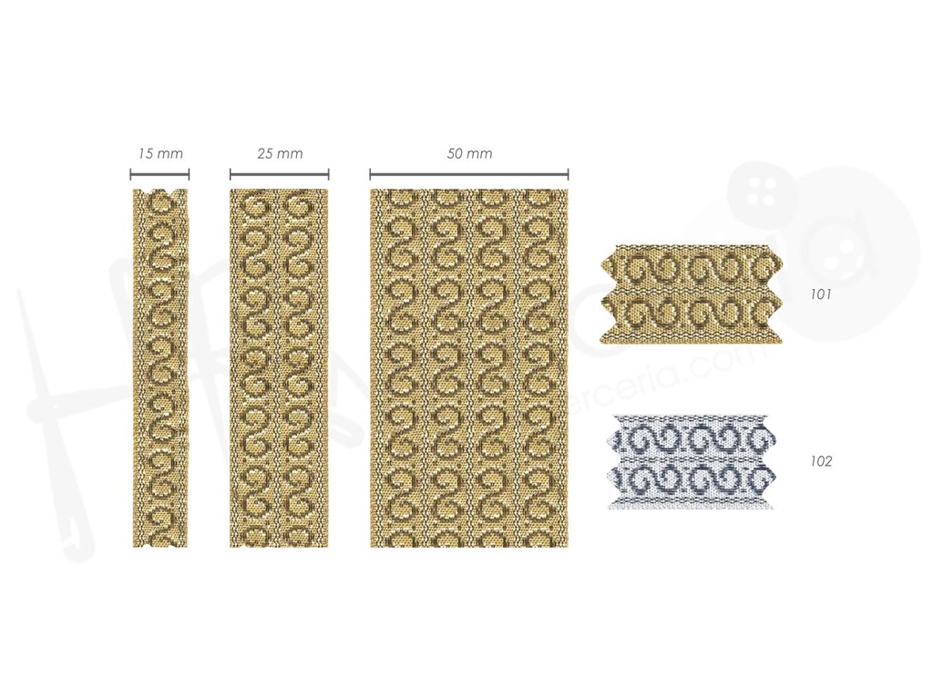 Cinta jacquard fantasia 25309 pack 15 mts