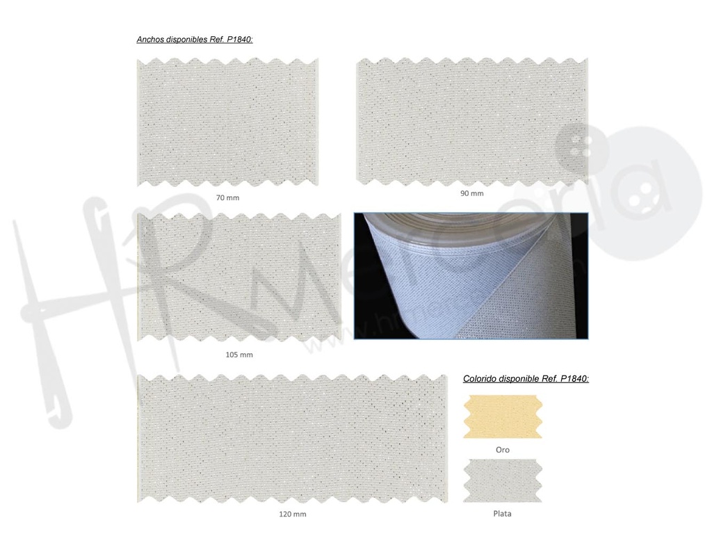 Cinta lurex semi-rigida P-1840 piezas 25 M.