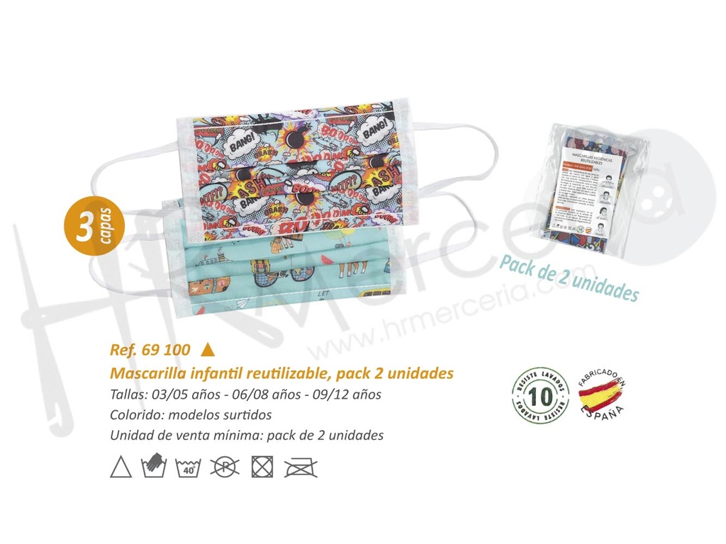 Mascarilla infantil reutilizable Pack 2 ud.