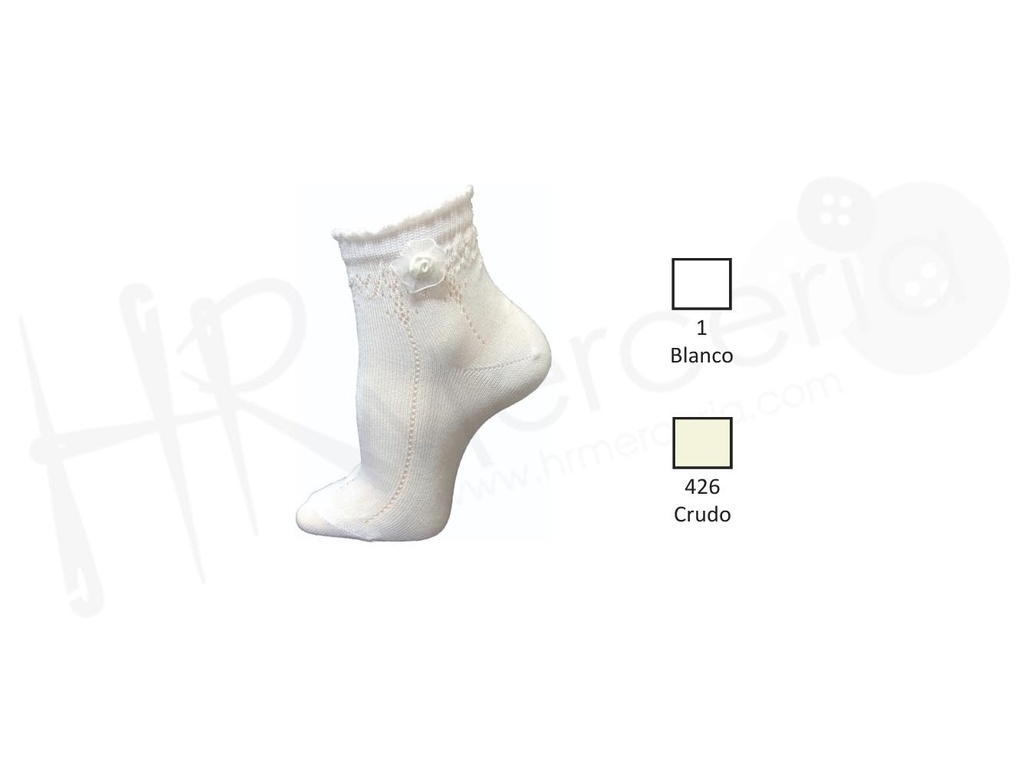 Calcetin infantil hilo calado aplique 8840251 Pocholo