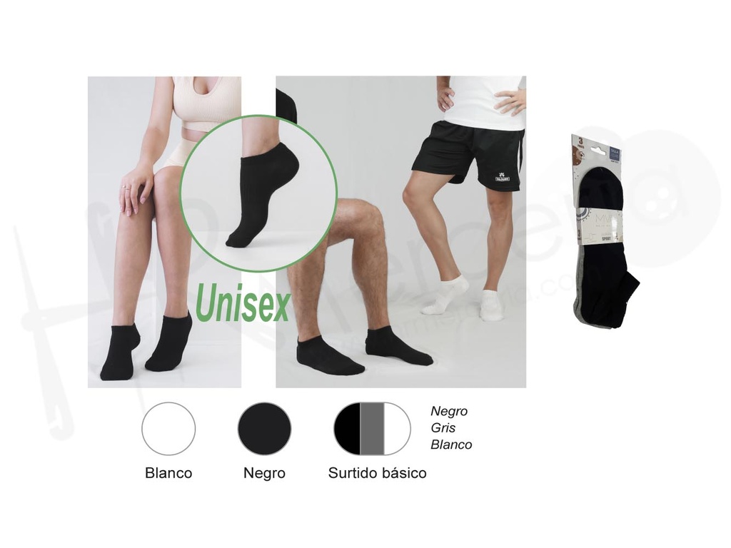 Calcetin invisible sport unisex 9412 Pack-3 MVA