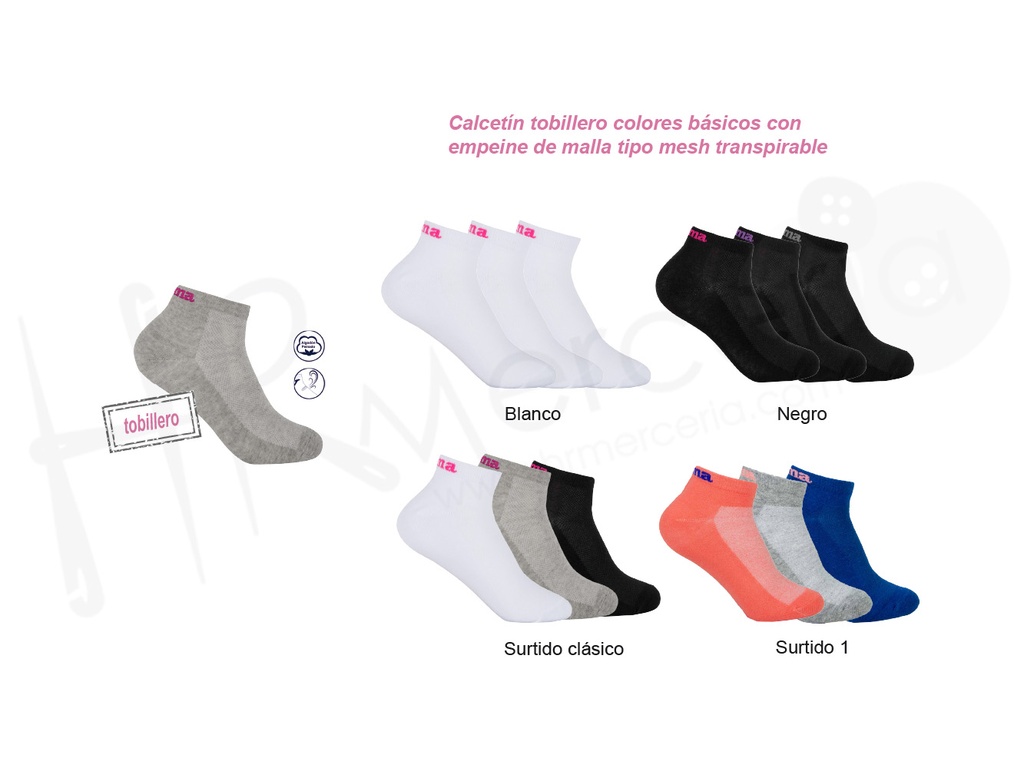 Calcetin Sra tobillero JS1700 Pack-3 pares Joma