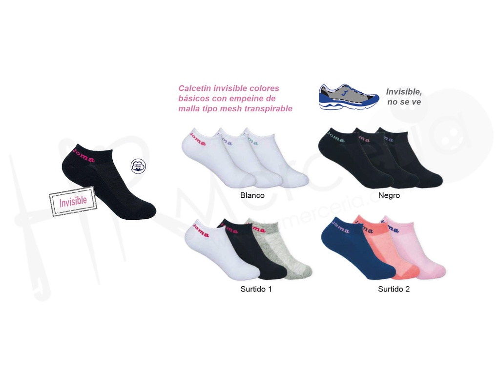 Calcetin Sra invisible JS201706I Pack-3 pares Joma