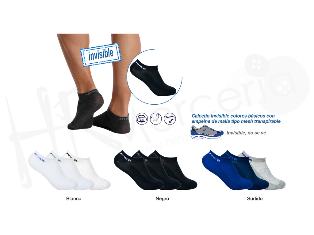 Calcetin invisible JS201807I Pack-3 pares Joma