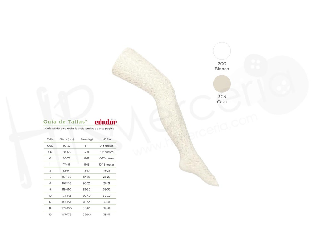 Leotardo algodon calado Condor 2531/1