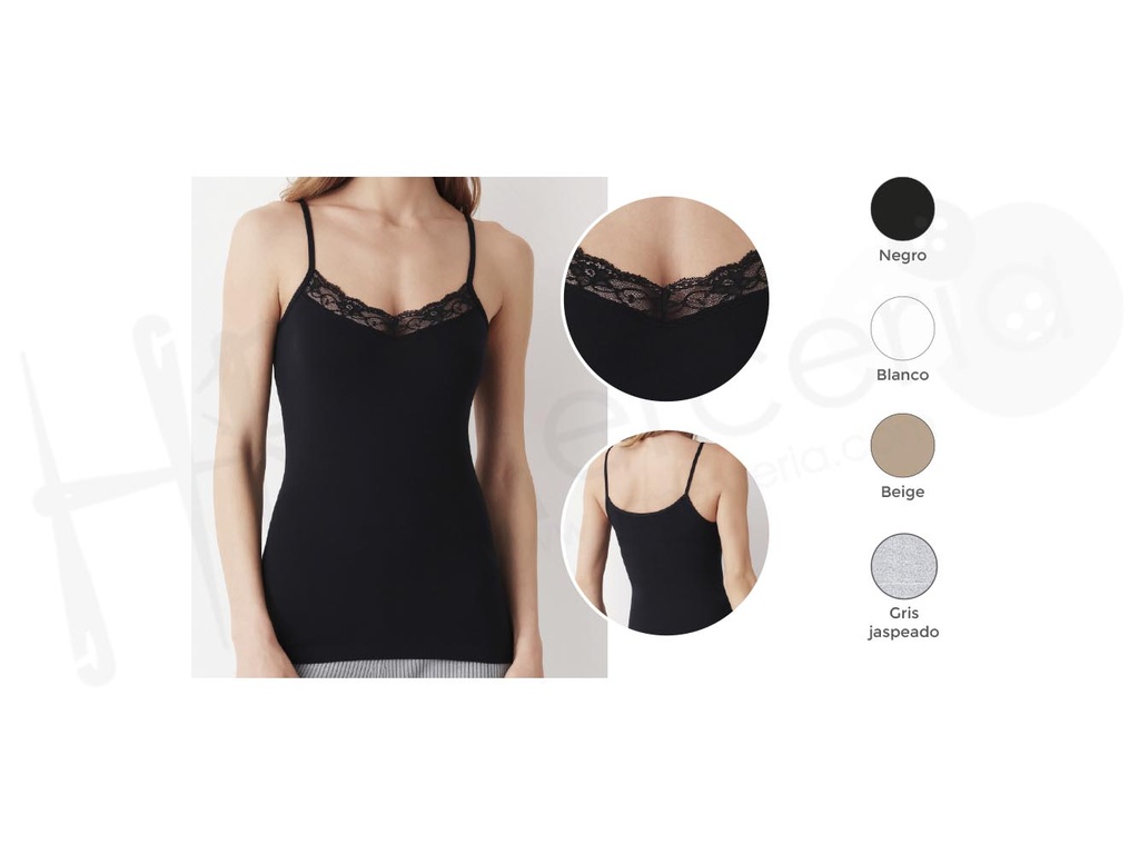 Camiseta Sra tirantes con puntilla GD135 Cotonella