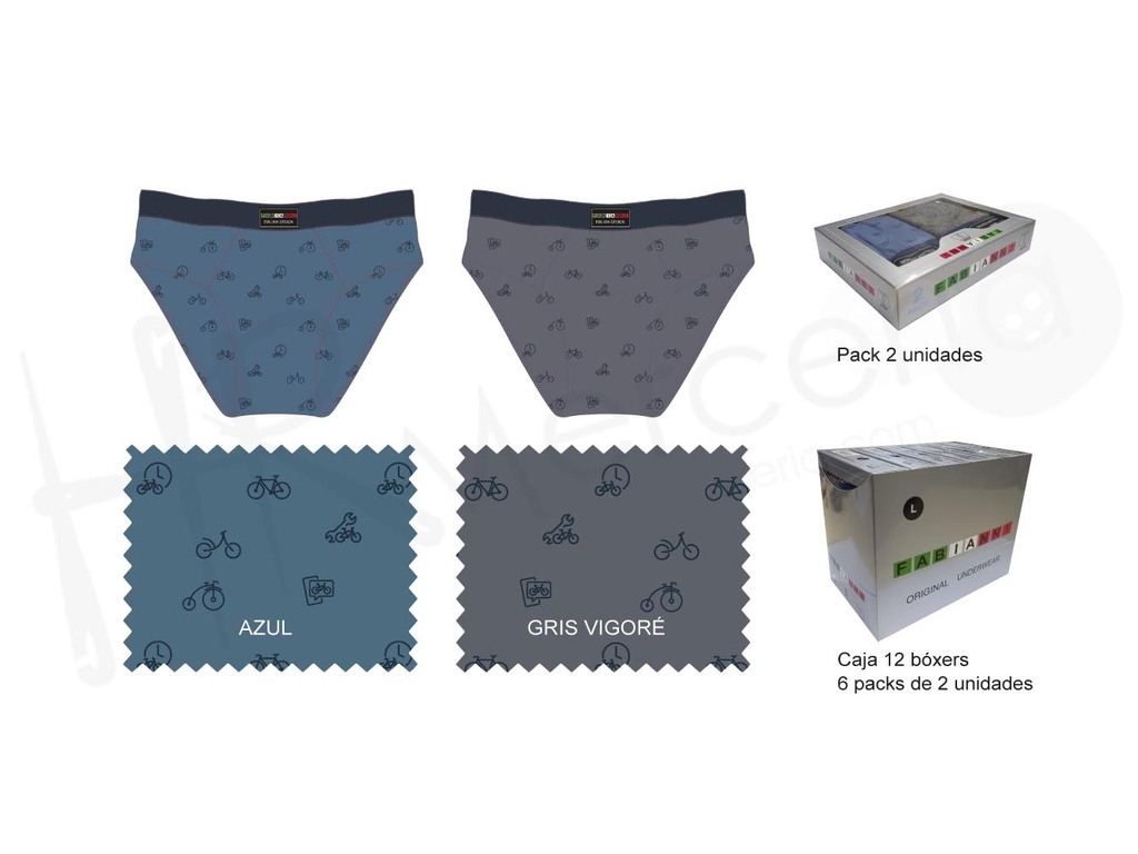 Slip Cro estampado F907 Pack 2 ud. Fabianni