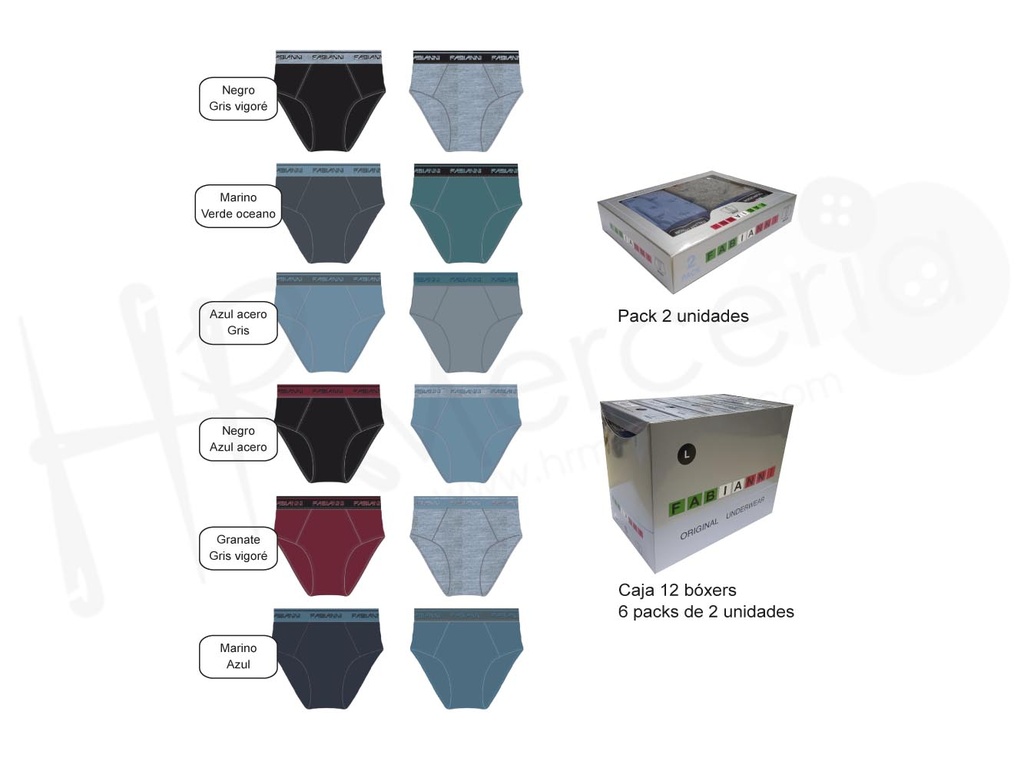 Slip Cro liso F909 Pack 2 ud. Fabianni