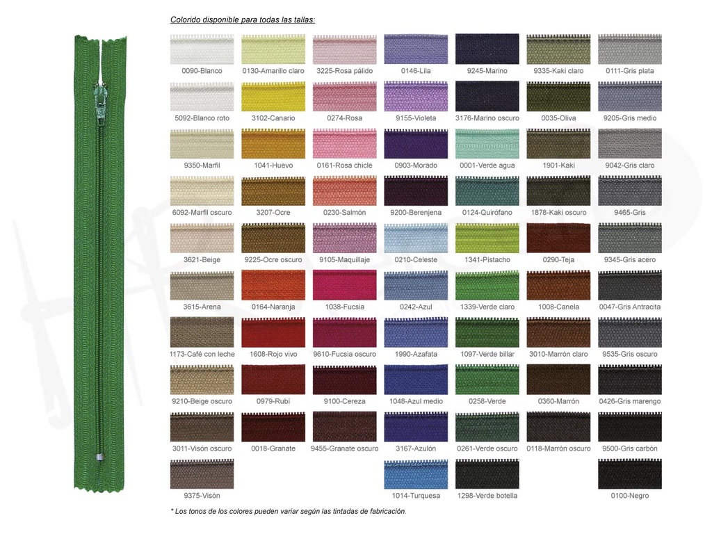 Cremallera espiral nylon 3 cerrada Pack 5 pz