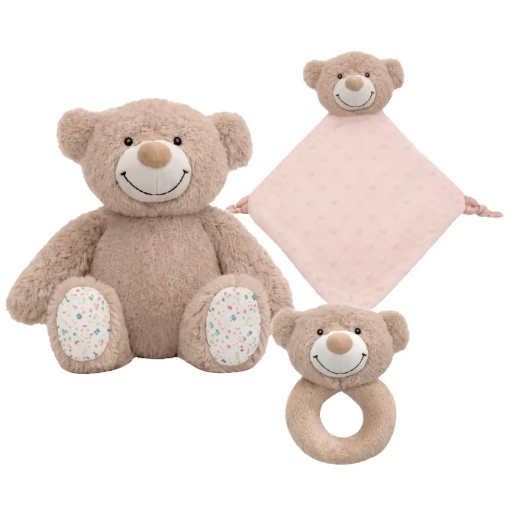 Set peluche Bear + dudu + sonajero 